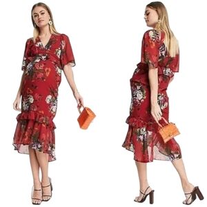 Hope & Ivy Maternity Floral Midi Dress 10